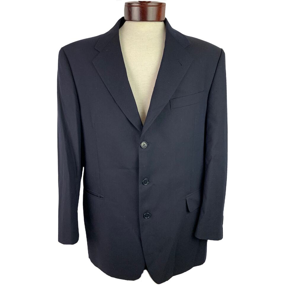 42R Coppley Men's Navy Blue Wool Sport Coat 3 Button Made in Canada